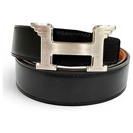 Hermès Ceinture réversible Hermes Constance Pegasus Noir Orange