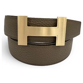 Hermès Cinturón reversible Hermes Constance Negro Caqui