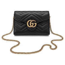 Gucci Marmont Borsa a Tracolla in Pelle Nera Nero