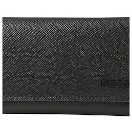 Porta-chaves de couro Prada Marrom Preto