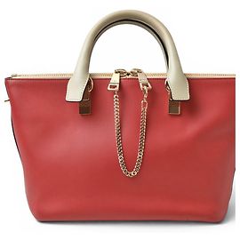 Chloé Baylee Ledertasche Rot Beige