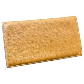 Carteira Hermès Bearn Gusset em couro Epsom Marrom