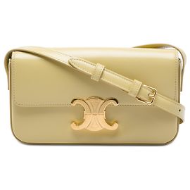 Céline Bolsa de ombro Celine Yellow Shiny Calfskin Triomphe Claude Outro Amarelo