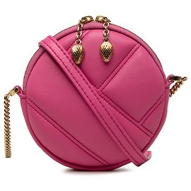Bulgari Bolsa transversal Serpenti Cabochon redonda em couro rosa Bvlgari Rosa