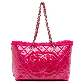 Tote Funny em tweed matelassê PVC rosa Chanel Rosa