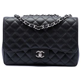 Chanel Black Jumbo Classic Caviar Single Flap Noir