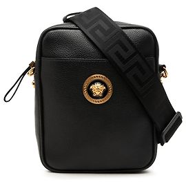 Borsa a tracolla Versace in pelle nera Medusa Nero
