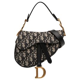 Dior Blue Mini Oblique Canvas Saddle Bag Blau Marineblau