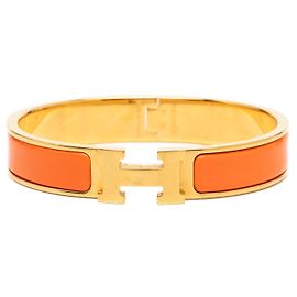 Pulsera Hermès Clic H en esmalte naranja estrecha PM Otro