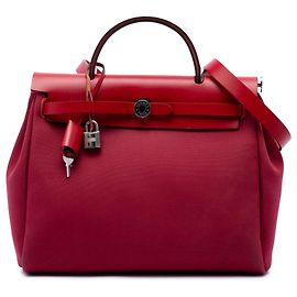 Hermès Red Toile Verso Herbag Zip 31 Rouge
