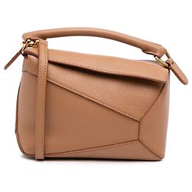 LOEWE Bolsa Mini Puzzle em couro de bezerro marrom Marrom