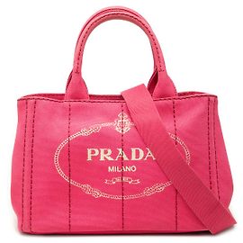 Prada Pink Small Canvas Canapa Logo Tote Pink