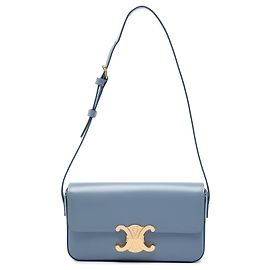 Céline Borsa a tracolla Celine Triomphe Claude in pelle di vitello lucida blu Blu Blu chiaro