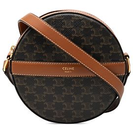 Céline Pochette ronde à dragonnette en toile enduite Triomphe marron Celine Marron Marron foncé