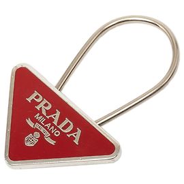 Prada Red Brass Enamel Triangle Logo Key Chain Other