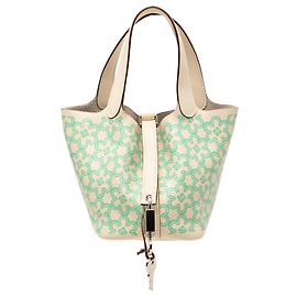 Hermès White Micro Swift Lucky Daisy Picotin Lock 14 Branco Cru