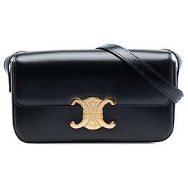 Céline Borsa a tracolla Celine Triomphe Claude in pelle di vitello lucida nera Nero