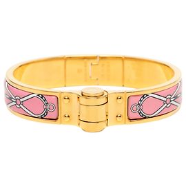 Pulsera Charniere Uni de esmalte rosa estrecha Hermès Otro