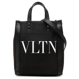 Valentino Black Mini Canvas Rockstud VLTN Tote Black