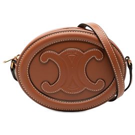 Céline Celine Bolsa transversal Cuir Triomphe Oval em couro de vitelo marrom Small Marrom