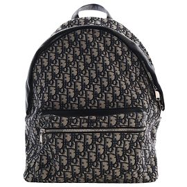 Dior Blue Oblique Canvas Rider Backpack Blue Navy blue