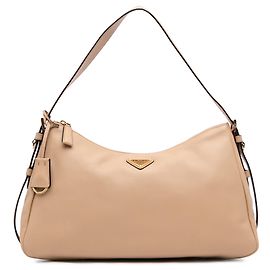Prada Beige Large Leather Aimee Shoulder Bag Beige