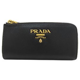 Prada Logo Key Case in Saffiano Leather Black