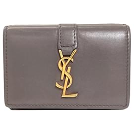 Portefeuille compact Cassandra Yves Saint Laurent Marron