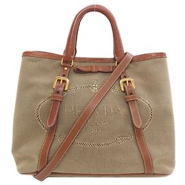 Prada Fiocco 2-Way Handbag Brown