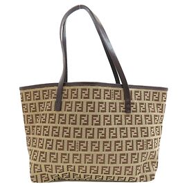 Fendi Zucchino Pattern Canvas Handbag Brown