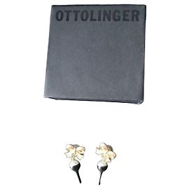 Autre Marque Orecchini Ottolinger a fiocco rosa e perla nera Nero Rosa Gold hardware