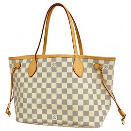 Sac cabas Louis Vuitton Damier Azur Neverfull PM Blanc