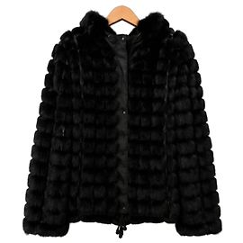 Gerard Darel Rabbit Fur Hooded Jacket - Black Black