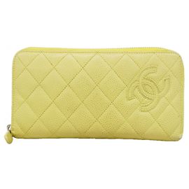 Chanel Matelassé Long Wallet Yellow