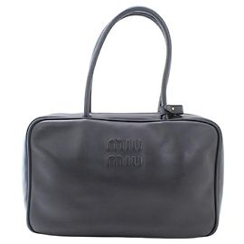Miu Miu Bow Bag Large Black Leather Boston Tote Black