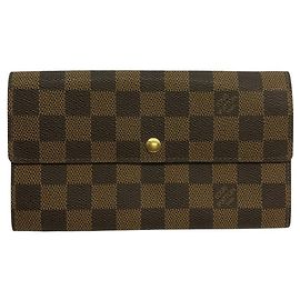 Louis Vuitton Damier Ebene Long Wallet Brown