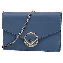 Fendi Blue Leather Shoulder Bag Blue