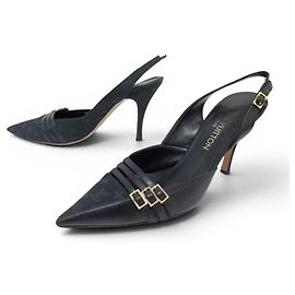 LOUIS VUITTON CATHERINE MONOGRAM MINI LIN 39 SLINGBACKS SCHUHE Schwarz