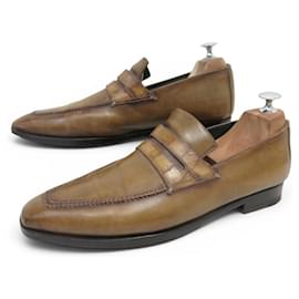 BERLUTI ANDY LOAFER GRÖSSE 8 42 AUS LEDER UND KROKODIL Kamel