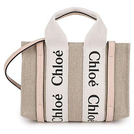 Chloé Mini bolsa tote Woody de lin para mulher Marrom