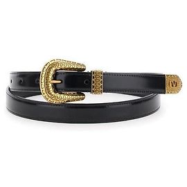 Valentino Garavani Cinto de couro de bezerro escovado Preto
