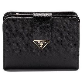 Prada Leather Wallet Black Black