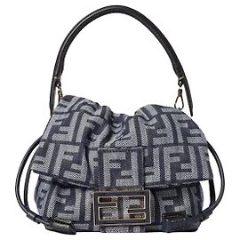 Fendi Piccola borsa baguette in denim Blu