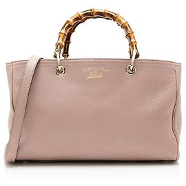 Bolsa Shopper Medium de couro com alça de bambu Gucci Rosa