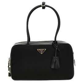 Prada Medium Nylon And Leather Top Handle Bag Black