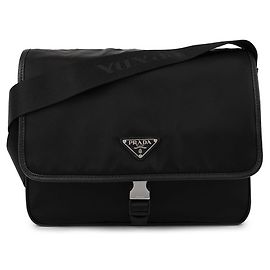 Prada Re-Nylon Saffiano Leder Schultertasche Schwarz