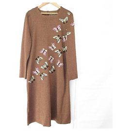 Autre Marque Robe en maille avec broderie papillon TOYOKO SAITO Marron