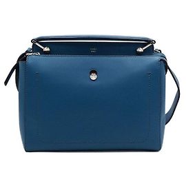 Fendi Tote e bolsa de ombro em couro azul Azul