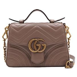 Gucci Borsa Tote GG Marmont Mini Top Handle e Borsa a Spalla Marrone