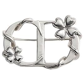 Dior Clover Brosche Silber-Finish Messing Silber